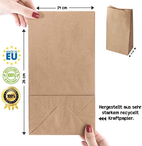 KGpack zestaw 50 szt. brązowych torebek papierowych, do napełniania niespodziankami i tworzenia kalendarza adwentowego, wymiary każdej torebki; 14 x 26 x 8 cm, do samodzielnego wykonania kalendarza adwentowego, duże torebki z mocnego