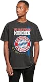 FC Bayern Munich Men's T-Shirt Stars and Stripes Print Black Acid Washed L