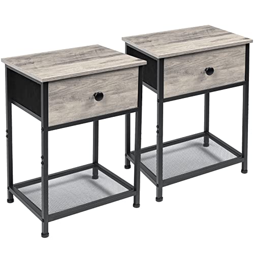 image for AMHANCIBLE Nightstands Set of 2, Small End Tables Living Room with Dra