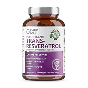 Purity Labs Pure Organic Trans-Resveratrol – Vegan Supplements for Heart, Skin, Hair, Nails – Anti Aging Antioxidant…