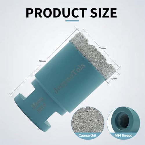 Dry Diamond Core Drill Bit - JeeynoTols 35mm Tile Drill Bit Porcelain Ceramic Tile Granite Marble Hole Saws with M14 thread - Image 2