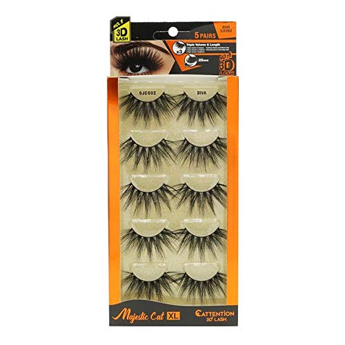 EBIN NEW YORKCattitude 3D Lash 5 Pair – Majestic Cat 25mm 3D Lashes Triple Volume & Length Lightweight Comfortable Wear Perfect Thick & Full Look Reusable