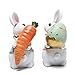 Hodao 5.5 Inch Polyresin Bunny Decorations Spring Easter Decors Figurines Tabletopper Decorations for Party Home Holiday Cute Rabbit Easter Gifts (Orange Blue)