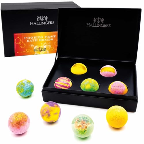 Hallingers Happy Fest - Bath Bombs - Orange - Set de 5 bombas de baño de Navidad con cinco bombas de baño como regalo de Navidad (juego) - Ideas de regalo de Navidad y regalos Calendario de Adviento |