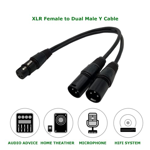BRIEFCEC 2Pcs XLR Splitter Cable, Microphone Y Cable 1 Female to 2 Male 3 Pin Jack Splitter Cord Audio Adapter - Image 4