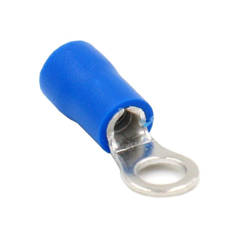 ESPtronics 50 Pcs Ring Type Wire Crimp Connectors 16-14AWG Insulated Terminals Ring Electrical Wire RV2-4 Terminal Block Wire Connector