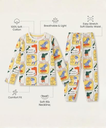Image of Anthrilo Pure Cotton Printed Pyjama Set for Girls | Sleepwear | Night Suit, Night Wear | Long Sleeves T-Shirt & Pyjama | Regular Wear | 0-14 Years