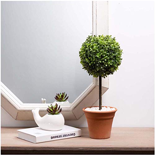 Glitzhome 18" H Indoor Tabletop Potted Plant Artificial Boxwood Ball Shaped Topiary Plants