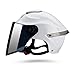 Produktbild Erwachsener Motorradhelm mit Visier, Jet-Helm Chopper Cruiser Vintage Pilot Helmet, Bestehen Sie den Kollisionstest, um die Verkehrssicherheit zu Gewährleisten(Weiß, Braune Linse)