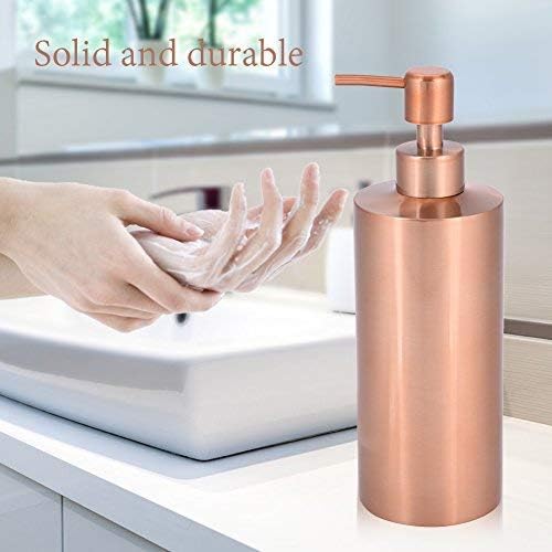 Yosoo Soap Dispenser Rose Gold,Handwash Dispenser Soap Steel Refillable Liquid Soap Dispenser Dispenser Pump Bathroom Counter Top for Kitchen (550ml) - Image 3
