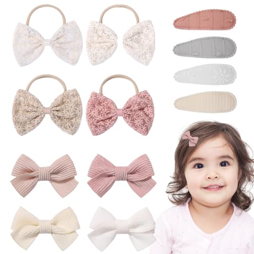 12 Piezas Accesorios de Pelo para Niña, Lazos Horquillas Pinzas Pelo Niña, Mariposa Pelo Cuerda Pinza, Gomas Clips Pelo Niña para Vida Cotidiana Fiestas Fotografía Festivales y Espectáculos