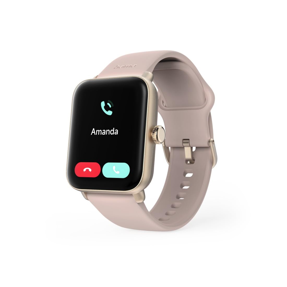 Hama Smartwatch 6010 (1,65" ekran TFT, GPS, wodoodporność IP68/3 ATM, rozmowy tel, asystenci Siri/Google, tętno, SpO2, VO2max, analiza snu, 100 trybów sportowych, powiadomienia) różowe złoto