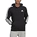 adidas Men's Essentials 3-Stripes French Terry Hoodie, Black/White, Large