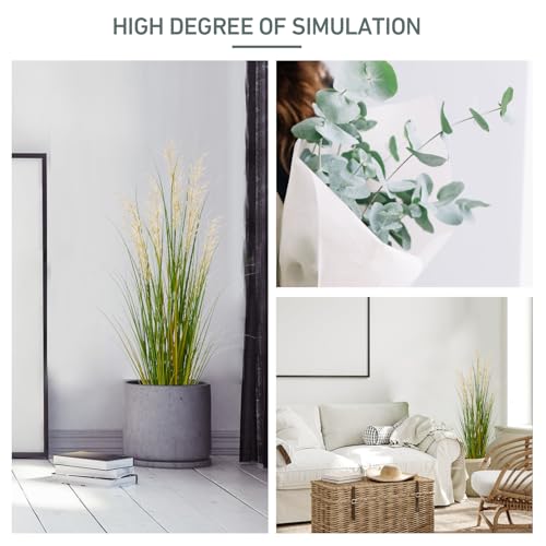 Artificial Plant, 47in Tall, 2pk Grass, Faux House Plants in Pot, Indoor Decorative Flowers &Greenery for Home and Office, Ideal Housewarming Gift