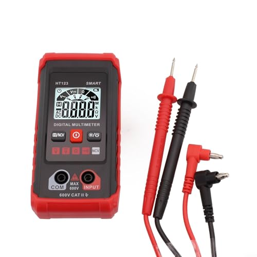 HT123 Digital Multimeter, Measures AC DC Voltage, NCV Detection, Backlit Display LED Flashlight, Automatic Digital Multimeter, 2000 Counts Continuity Test, Rubber Protective Case