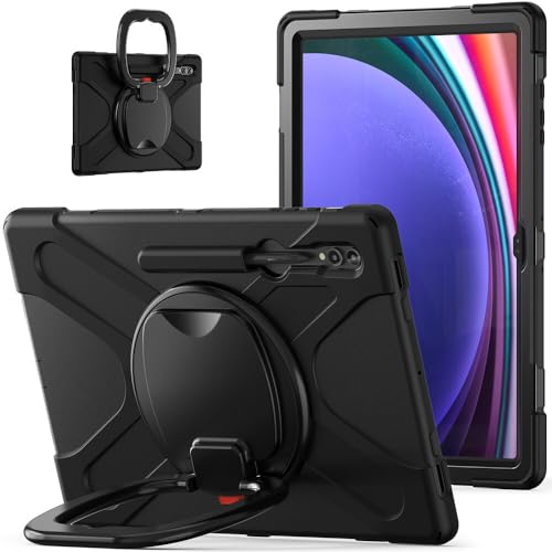 Coque Samsung Galaxy Tab S8 Ultra X900 rigide en silicone noir avec sangle
