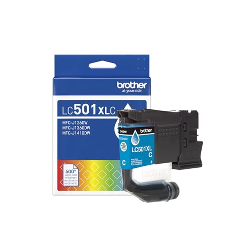 Image of Brother Genuine LC501XLC High Yield Cyan Ink Cartridge (for use with Work Smart 1260, 1360, and 1410 Printers)