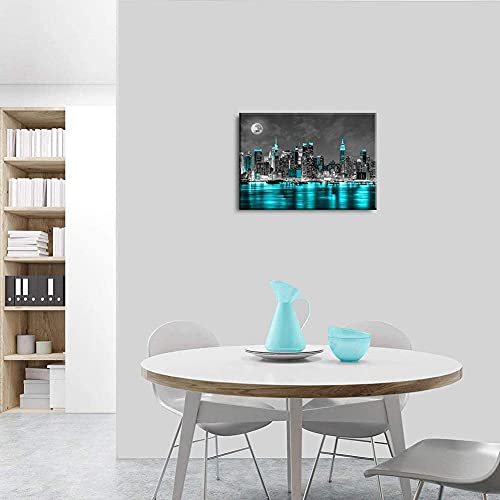 Lctgod Black And White Canvas Wall Paintings Wall Art Wall Decor Pictures For Bedroom Decor Pictures New York Artwork For Home Walls Office Teal Sea City Led Frame Decoration 12X16Inch Teal City #TOP4