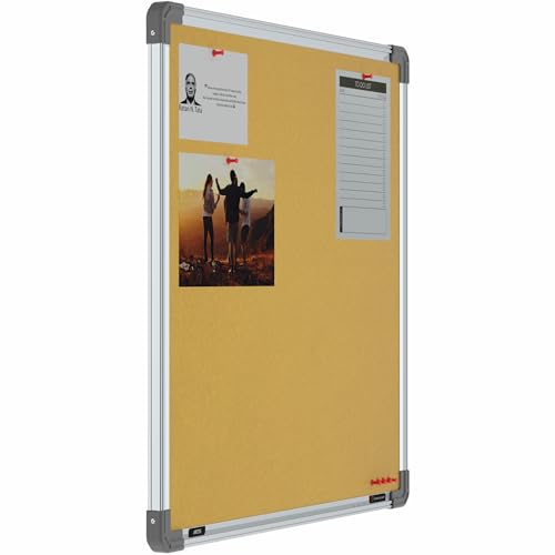 Image of Scholar Art Metis 2x2 Feet Bulletin Board for Wall & Study Table | Vibrant & Versatile Crape Cloth + High Density Soft Board for Pinning Photos, Sticky Notes & Reminders (Yellow)