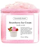 Essentially KateS Strawberry Ice Cream Body Scrub 10 oz - Pack of 1, Natural Strawberry Formula - Deliciously Fragrant, Refreshing, and Skin-Polishing Care - The Best Mother's Day Gift