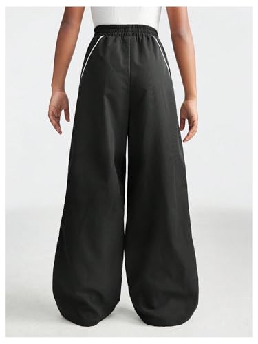 WDIRARA Girl's High Waisted Track Pants Baggy Elastic Waist Jogger Sweatpants Casual Sportwear2