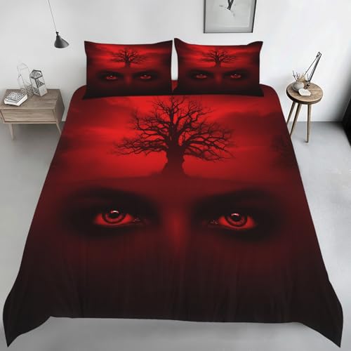 Housse de couette 200x200 arbre gothique parure lit microfibre 2 personnes