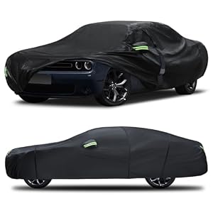 Car Cover Custom Fit for Dodge Challenger 2008-2023,6 Layers Truck Cover Waterproof All Weather for Automobiles, Outdoor Full Exterior Cover, Rain, Sun, Wind Protection, Black
