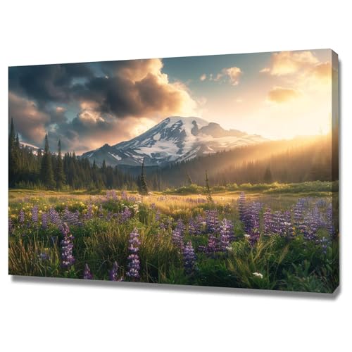 Impression d'art mural sur toile avec paysage réaliste et cadre inclus