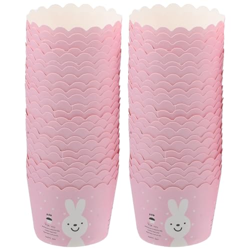 RUNROTOO 100piezas Tazas para Hornear Muffins Resistente Alta Temperatura Tazas de Papel para Hornear Pasteles Decorativas y Desechables para Restaurantes y Tiendas de Postres
