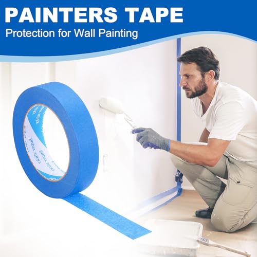 Image of PATIKIL Painters Tape 1 Inch x 55 Yards, Adhesive Masking Tape Blue Paint Tapes for Wall Painting DIY Artist Craft Arts Decoration Labeling