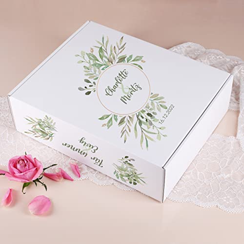 Herz & Heim® Hochzeits-Sekt-Geschenk/gravierte Sektgläser, Fruchtsecco und Geschenkverpackung mit floralem Muster… - Image 5