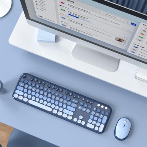 Wireless Keyboard and Mouse Combo, Typewriter Full Size Keyboard with Number Pad, Ergonomic Design for Windows PC Computer Laptop Desktop, Home and Office Use -Blue - Image 7