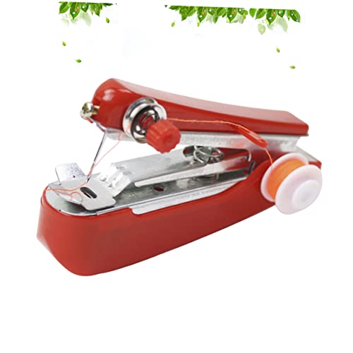 Imagen de Angoily Mini Máquina De Coser Portátil De Color Rojo Máquina De Coser Inalámbrica Para Labores De Costura El Hogar Minikit De Costura Fácil De Usar