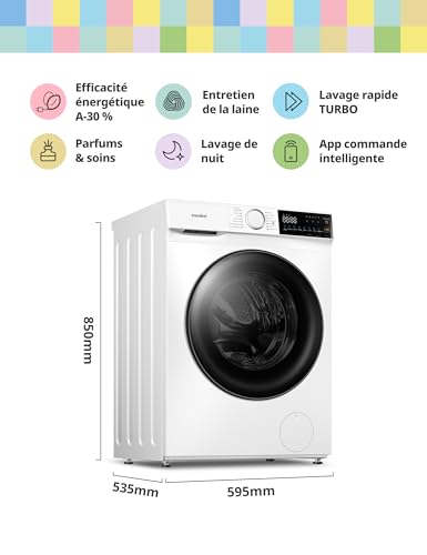 Lave linge 10kg COMFEE' classe A 14 programmes blanc connecté - 2