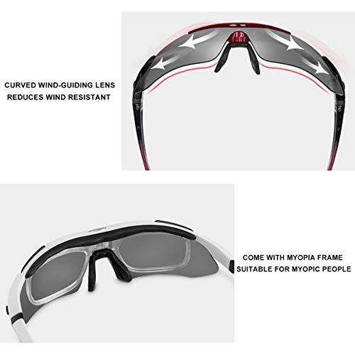 Image of ROCKBROS Pickleball Glasses Polarized Sport Glasses, Anti-Drop 5 Lenses Detachable Strap Goggles for Cycling Ball Running