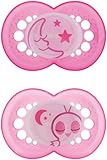 MAM Glow In the Dark Pacifiers, Baby Pacifier 6+ Months, Best Pacifier for Breastfed Babies, 'Night’ Design Collection, Girl, 2-Count