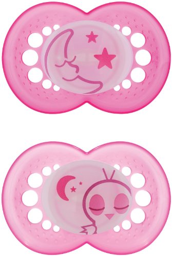 Image of MAM Original Baby Pacifiers 6-16 Months, Binky for Newborn Babies, BPA-Free Skin Soft Silicone Nipple, Glows in The Dark, Developed with Medical Experts, 2 Count, Sterilizer Case, Made in Europe