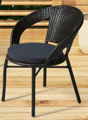 Image of PRATHAM India 2+1 Outdoor Indoor Patio Set Bistro Set Rattan Patio Set Lawn Balcony Hall Outdoor Garden D 12 Chair Table Set (Black Chair & Black Cushion)