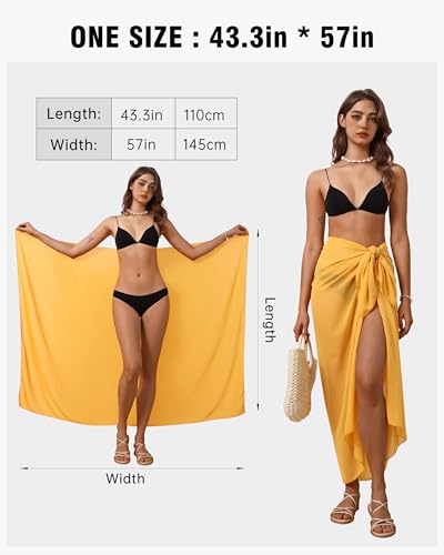 Image of Eicolorte Womens Beach Cover Up Chiffon Sheer Bikini Beach Swimsuit Coverup Sarong Pareo Wraps for Women