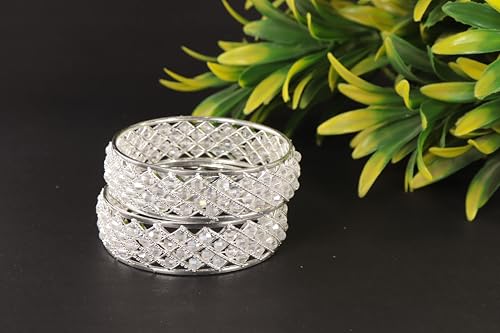 Image of NMII Traditional Plated Metal Bangles Kada Set For Women & Girls With Pearls | Women's Bangles | Fashion Pearls Bangle | Premium Kada Set For Wedding, Occasions, Everyone Jewelry - Set Of 2