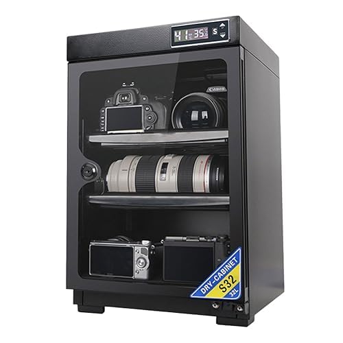 SAWEEZElectronic Moisture Proof Box, Camera Lens Dehumidifying Dry Cabinet， Dry Cabinet with LED Digital Display, for Camera Lens & Electronic Equipment Storage