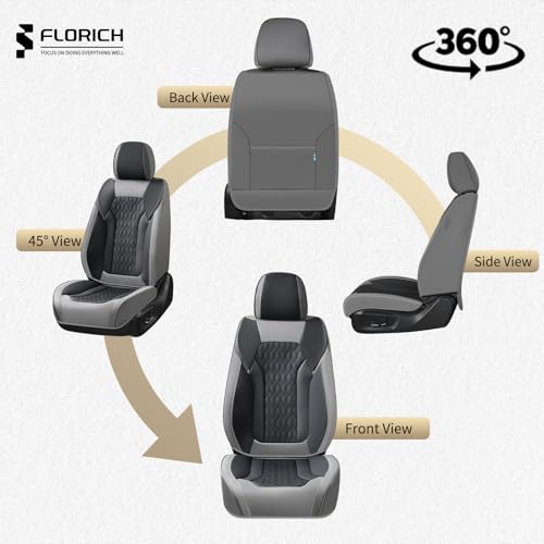 Image of FLORICH Seat Covers, Car Seat Covers Front Seats, Luxury Nappa Leather Seat Covers, Breathable and Waterproof Car Seat Protector 2 Seat, Automotive Seat Covers Universal for Most Cars-Gray&Black