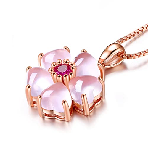 HCMA 925 Argent Femmes Collier Fleur Rose Quartz Zircon Pendentif Bijoux Ornements pour Mariage Anniversaire fête Bijoux Cadeau Cover