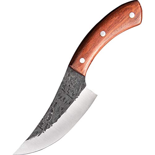 Boning Knife, Handmade Forged High Carbon Steel Boning Knife Kitchen Knives BBQ Butcher Knife Meat Cleaver Outdoor Cooking Tool BY ZZYY (Color : Without cover)