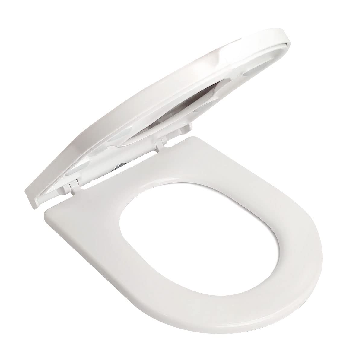 ECOSPA D-Shape Family Friendly Toilet Seat with Soft Close Functions and Top & Bottom Hinges to fit 99% Toilets (Premium D-Shape Family)