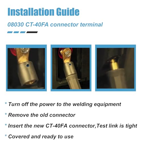 Image of 2PK CT-40FA Welding Terminal Connector, Welding Lug Connector Adapter, Terminal Lug for Lenco Style LC-40 LC-40HD Male Leads Connectors, 17 /32 inch Stud Hole, Angle 45, 08030
