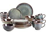 MÄSER 931970 Serie Teona, Keramik Geschirr Set für 4 Personen in unregelmäßigen Naturfarben, 20-teiliges Kombiservice in modern dezenten Coupe-Formen, Steinzeug, Naturfarben