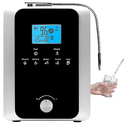 Alkaline Water Ionizer Machine for Home - pH 3-11 Water Purifier, 800mV ORP, 8000L Filter, Auto-Clean, Voice Control - Black