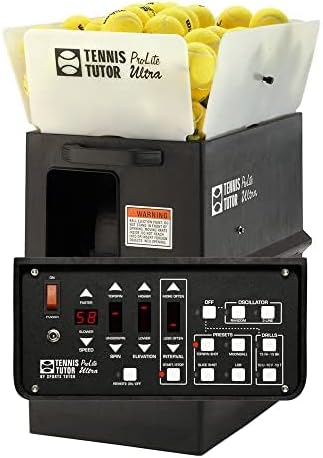 Tennis Tutor Prolite Ultra Ball Machine. 75 MPH. Topspin/Underspin. Includes Popular Preset Shots and Drills. Made in USA by #1 Tennis Machine Company.