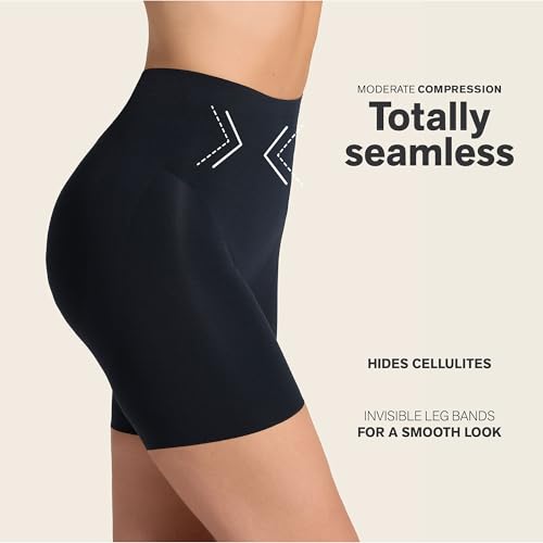 Image of Leonisa InvisiLift Seamless Butt Lifter Shaper Shorts, Moderate Compression Tummy Control Shapewear for Under Dress & Skirts